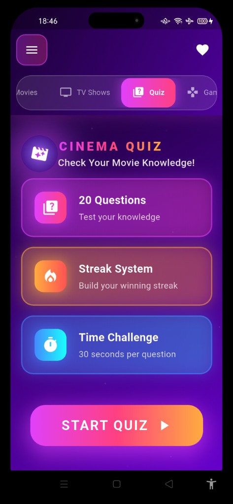 Xuper TV cinema quiz screen